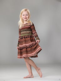 HERTTAdress (Sukanvarteen caramel / green / rose jersey)