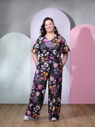 SWINGtrousers long (Kuningatarkukka ink / fuchsia jersey)