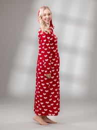 SAUNAtakki long (Syd&auml;mellinen red stretch terry)