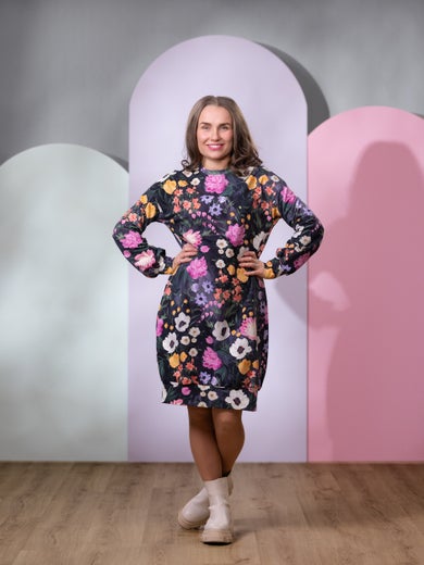 HAAVEILUdress (Kuningatarkukka ink / fuchsia stretch college)