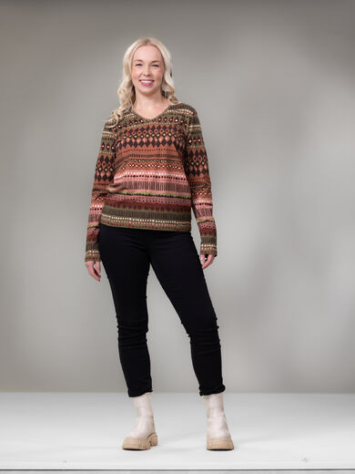 HELGAshirt (Sukanvarteen caramel / green / rose jersey)