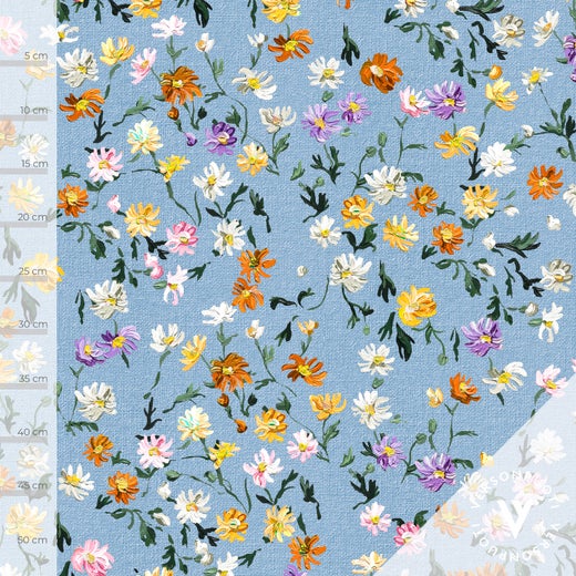 Kahvilassa (blue) digitricot fabric piece