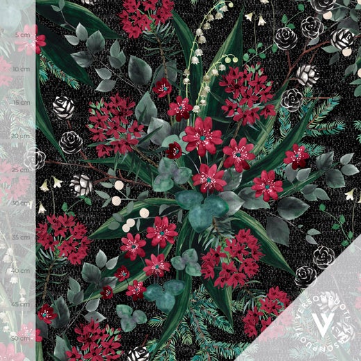 Mets&auml;kylpy (red / black) stretch college fabric piece