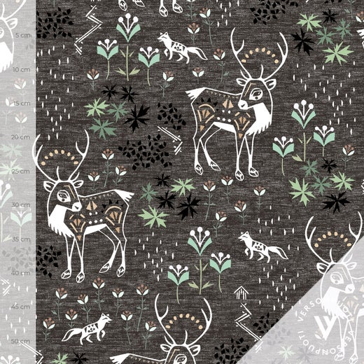 Porojen poluilla (taupe / mint) digitricot fabric piece