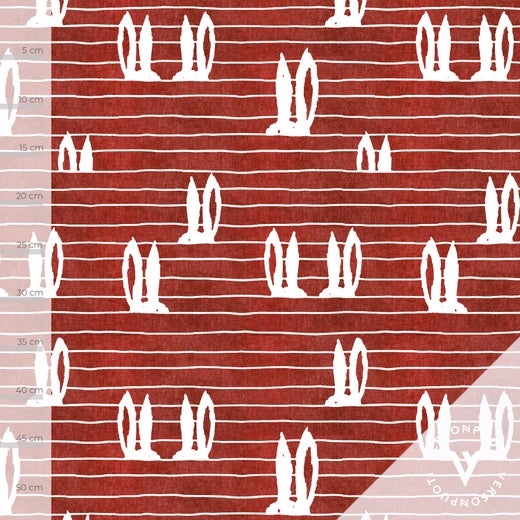 Pupujemma (red) stretch college fabric piece