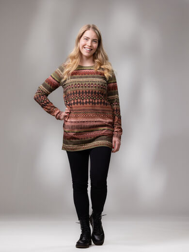 SAARAtunic (Sukanvarteen caramel / green / rose jersey)