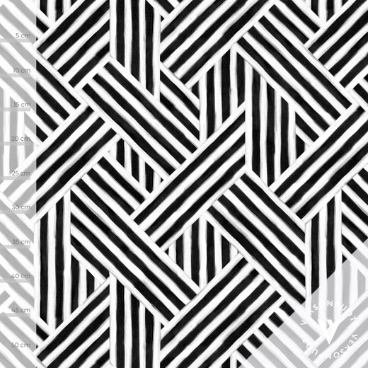 Siksak (white / black) digitricot fabric piece