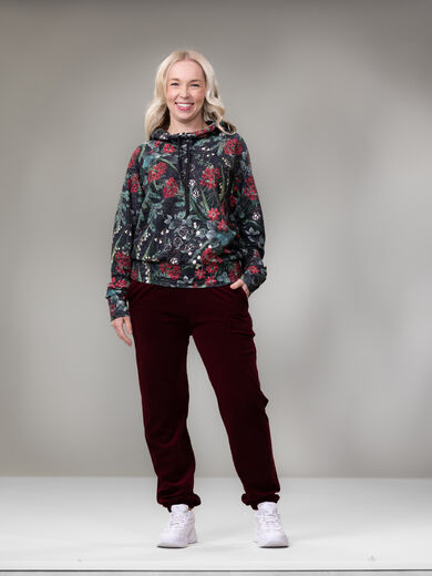 TUNTURIhoodie (Metsäkylpy red / black stretch college)