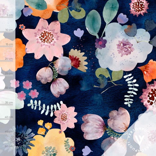 Unelmia (blue / colorful) digitricot fabric piece