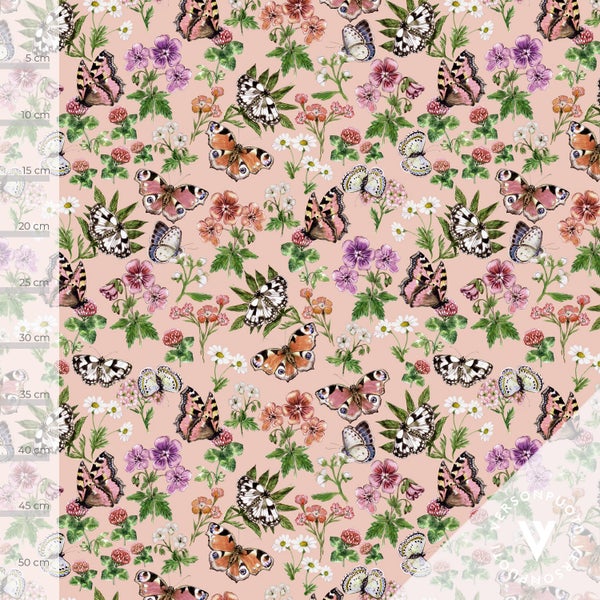 Niittyperhosia (peach) tricot 220g